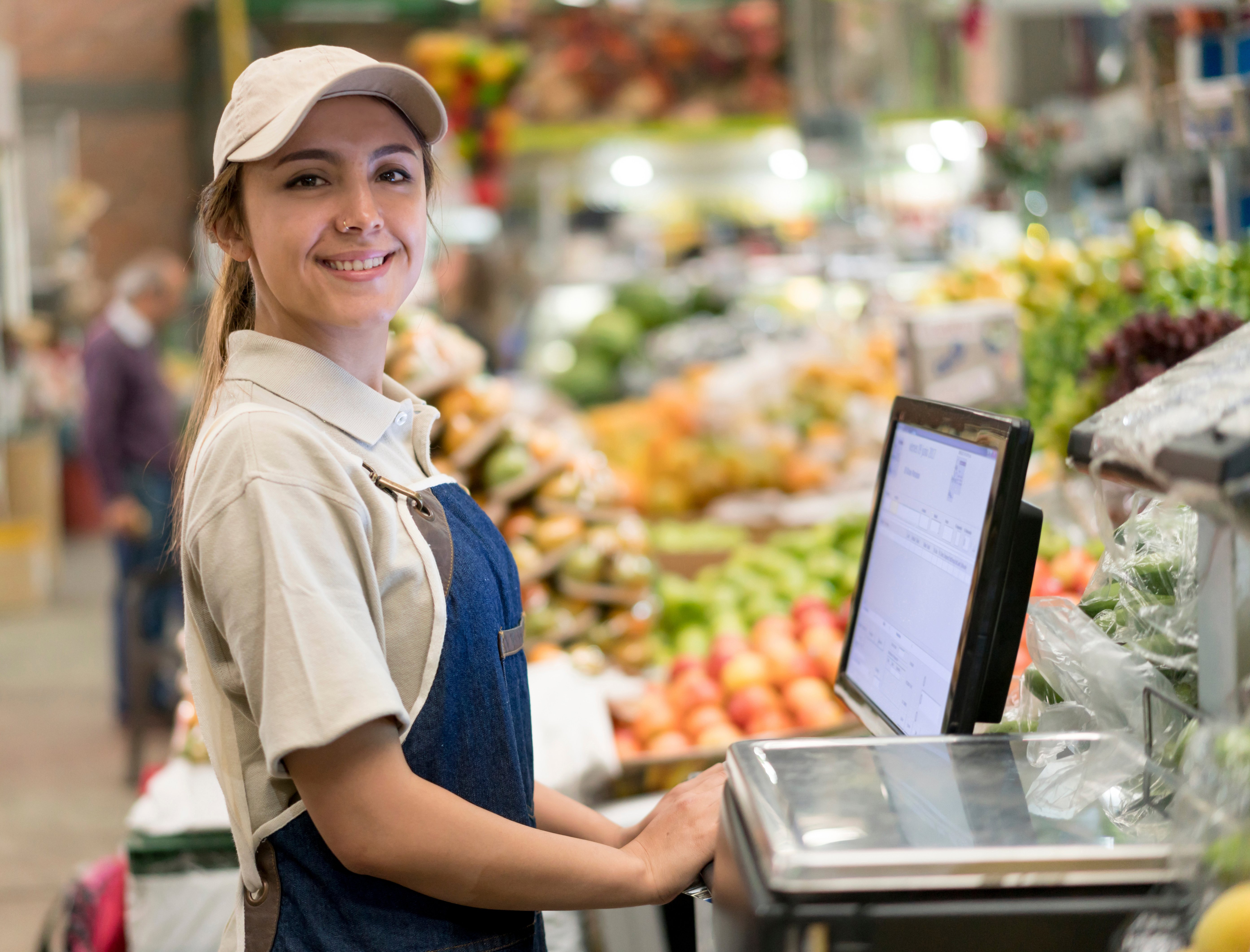 Cashier working at a supermarket