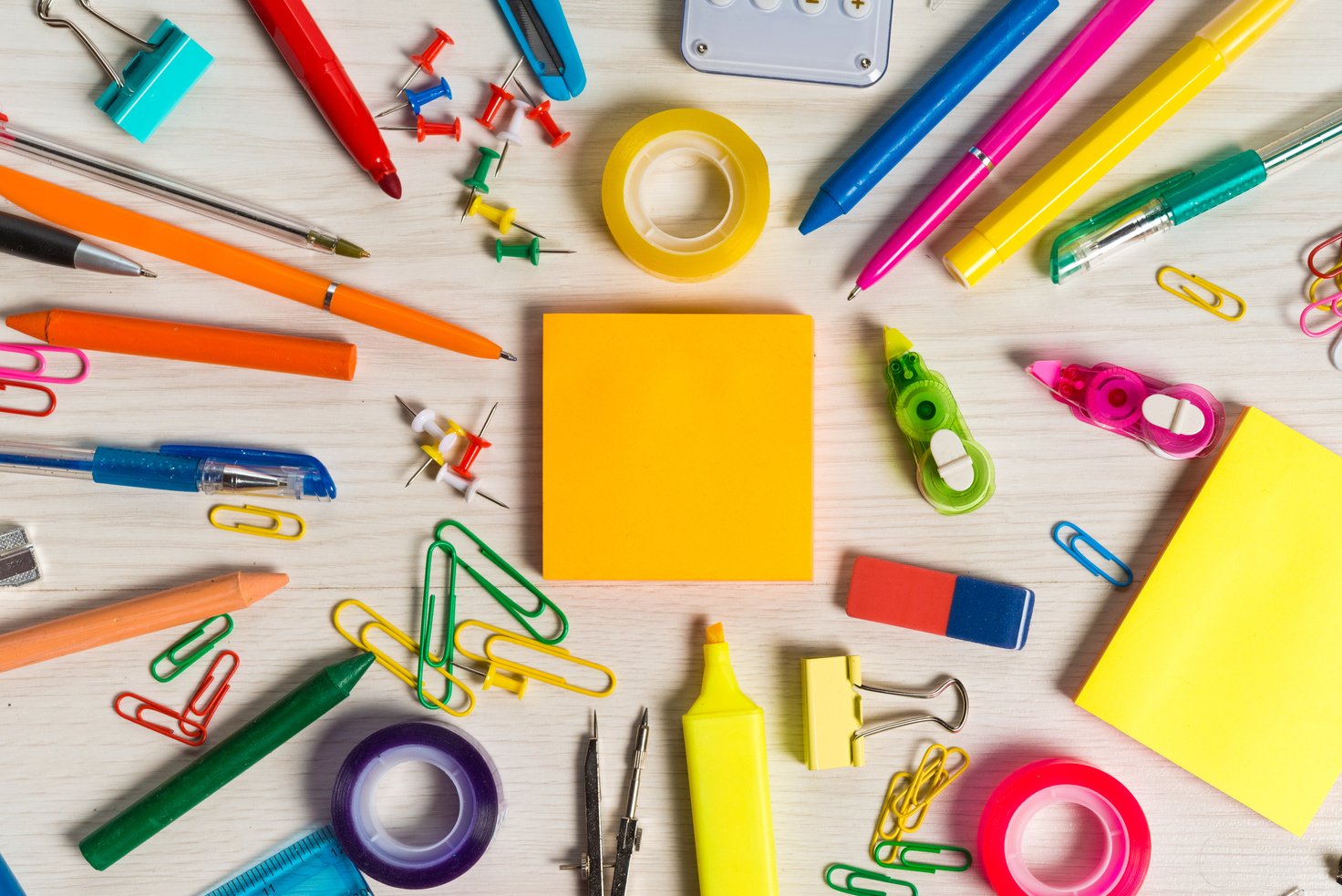 Stationery on a Wooden White Table